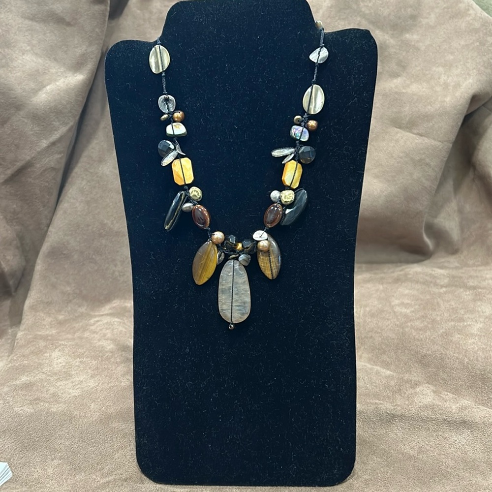 Silpada Sterling Silver Misc Stone Silk Cord Necklace